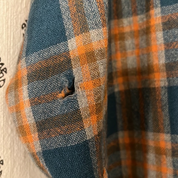 VTG Pendleton Orange and Blue Wool Men’s Flannel Size L - Picture 7 of 15